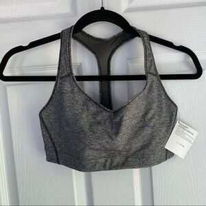NWT - VSX 'The Player' Racerback Sports Bra - gray/black, size S